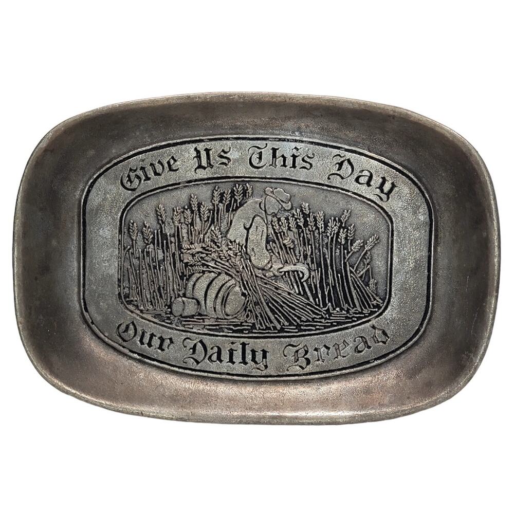 Wilton Armetale RWP Pewter Bread Tray Platter Give Us This Day Our Daily Bread